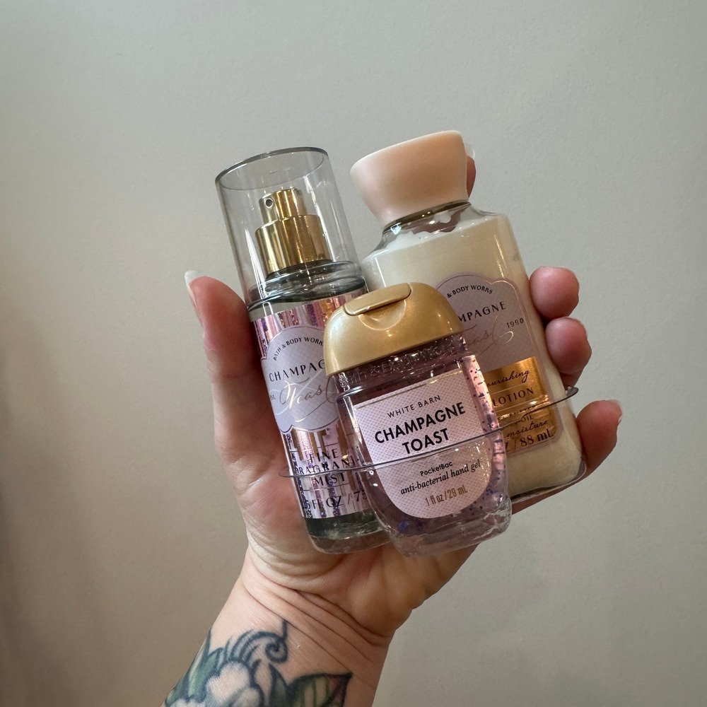 Bath & Body Works Champagne Toast Travel Set Minis 3 Piece New